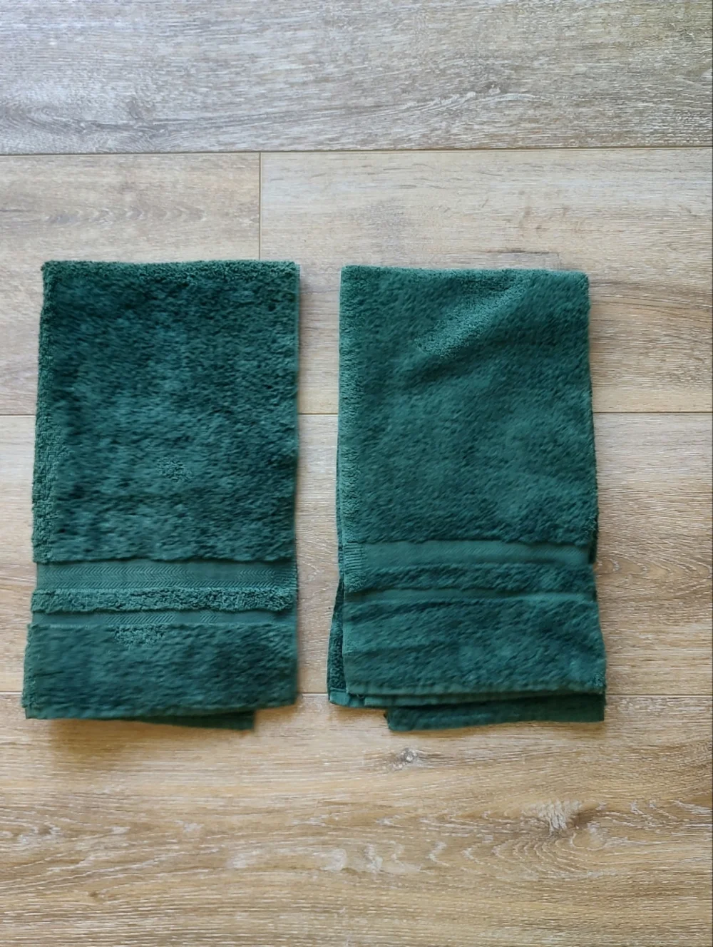 Ralph Lauren Vintage Green Cotton Hand Towels Set Of 2 Made In USA 90s